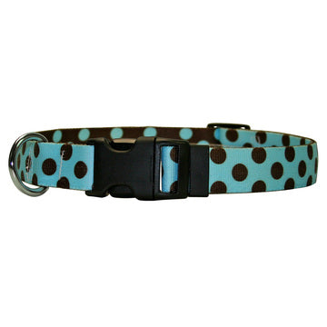 blue polka dog dog collar