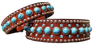 Turquoise leather collar