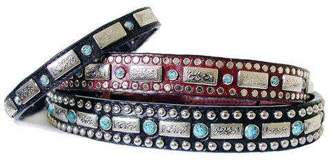 southwest turquoise and silver dog collar